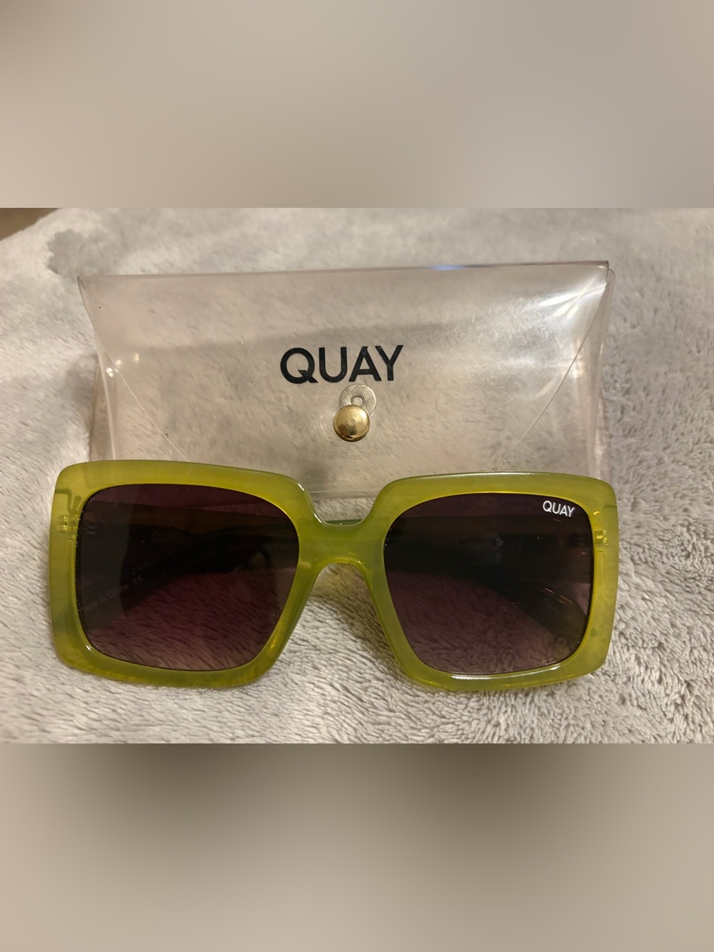 Quay Australia Olive Square Sunglasses with Dark Lenses
